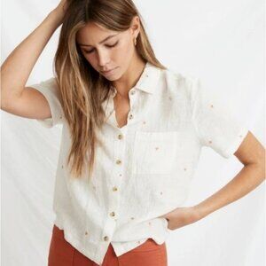 MARINE LAYER Talia Peach Button down Polo Short Sleeve Size XS